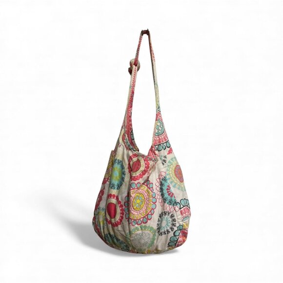 Thirty-One Colorful Boho Print Cotton Canvas Crossbody Bag With Adjustable Strap - Picture 2 of 10